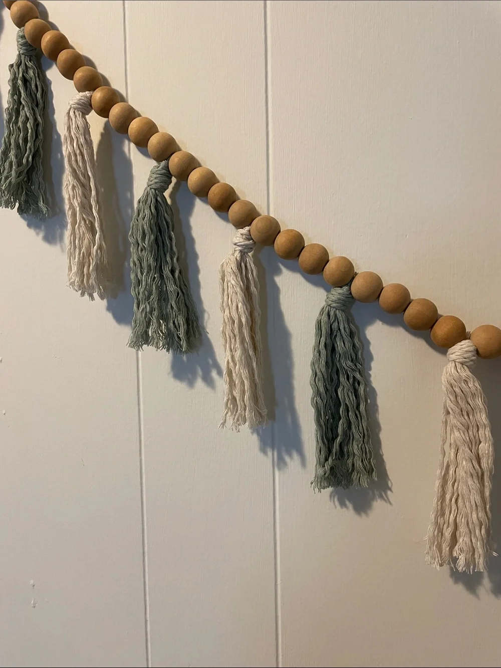 Handmade Boho Wood Bead Tassel Garland | Nursery Wall Decor | Farmhouse